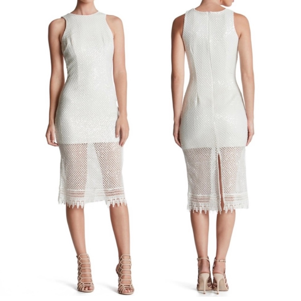 Dress The Population Alina Sequin Crochet Midi Dress